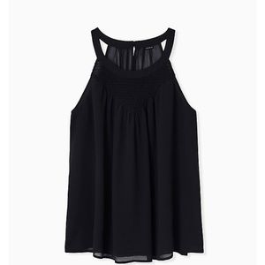 Black chiffon smocked goddess tank torrid 00
